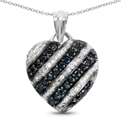 Pendentif en saphir bleu véritable de 1,55 carat et topaze blanche en argent sterling
