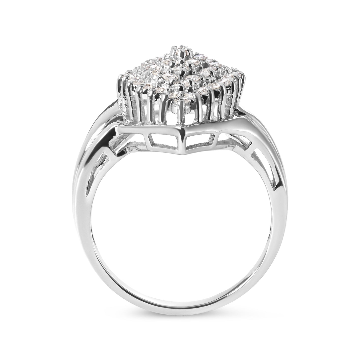 Bague en cluster de diamants en or blanc 10K de 1/2 carat en forme de poire - Taille 7