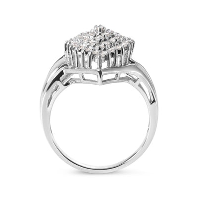 Bague en cluster de diamants en or blanc 10K de 1/2 carat en forme de poire - Taille 7
