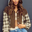 Raw Hem Plaid Cropped Hooded Jacket