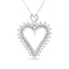 Collier Pendentif Cœur Ouvert en Argent Sterling .925 avec Diamants Ronds