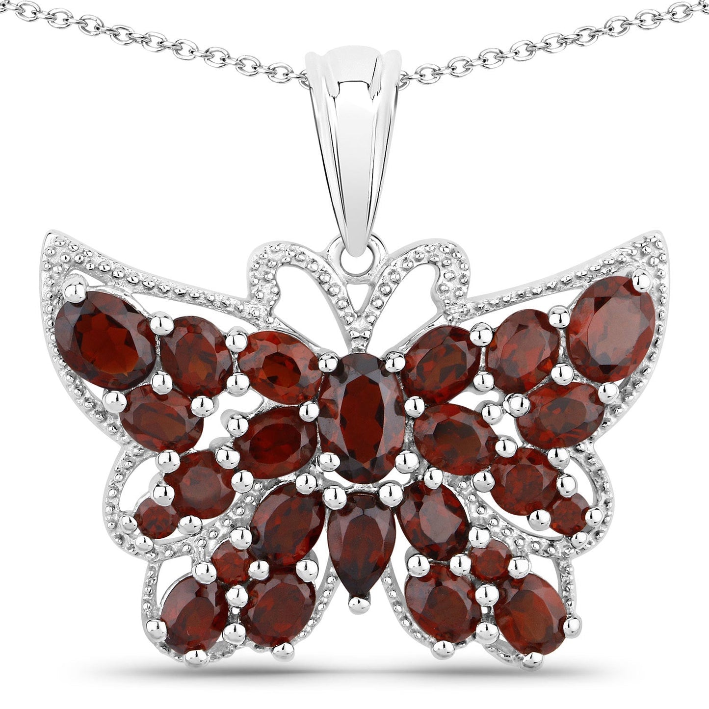 Colgante de Mariposa de Granate Genuino de 4.90 Quilates en Plata Esterlina
