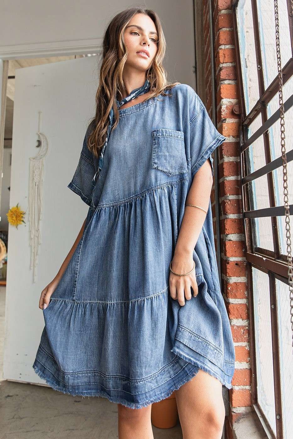 Robe Mini Surdimensionnée avec Design Boho pour Femmes