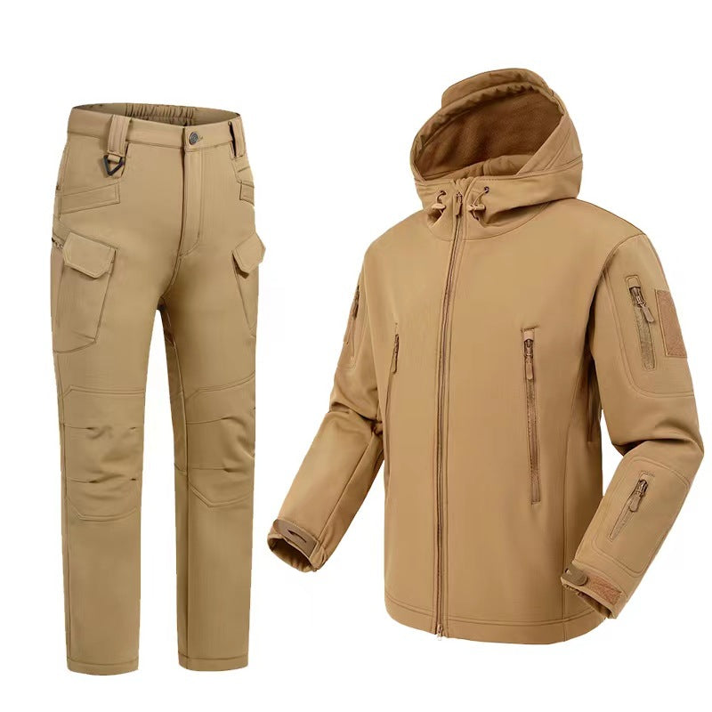 Veste en Soft Shell Coupe-Vent Imperméable Doublée en Fleece pour Hommes