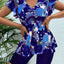 Floral Print Bandeau V Neck 2 Piece Swimsuit for Women