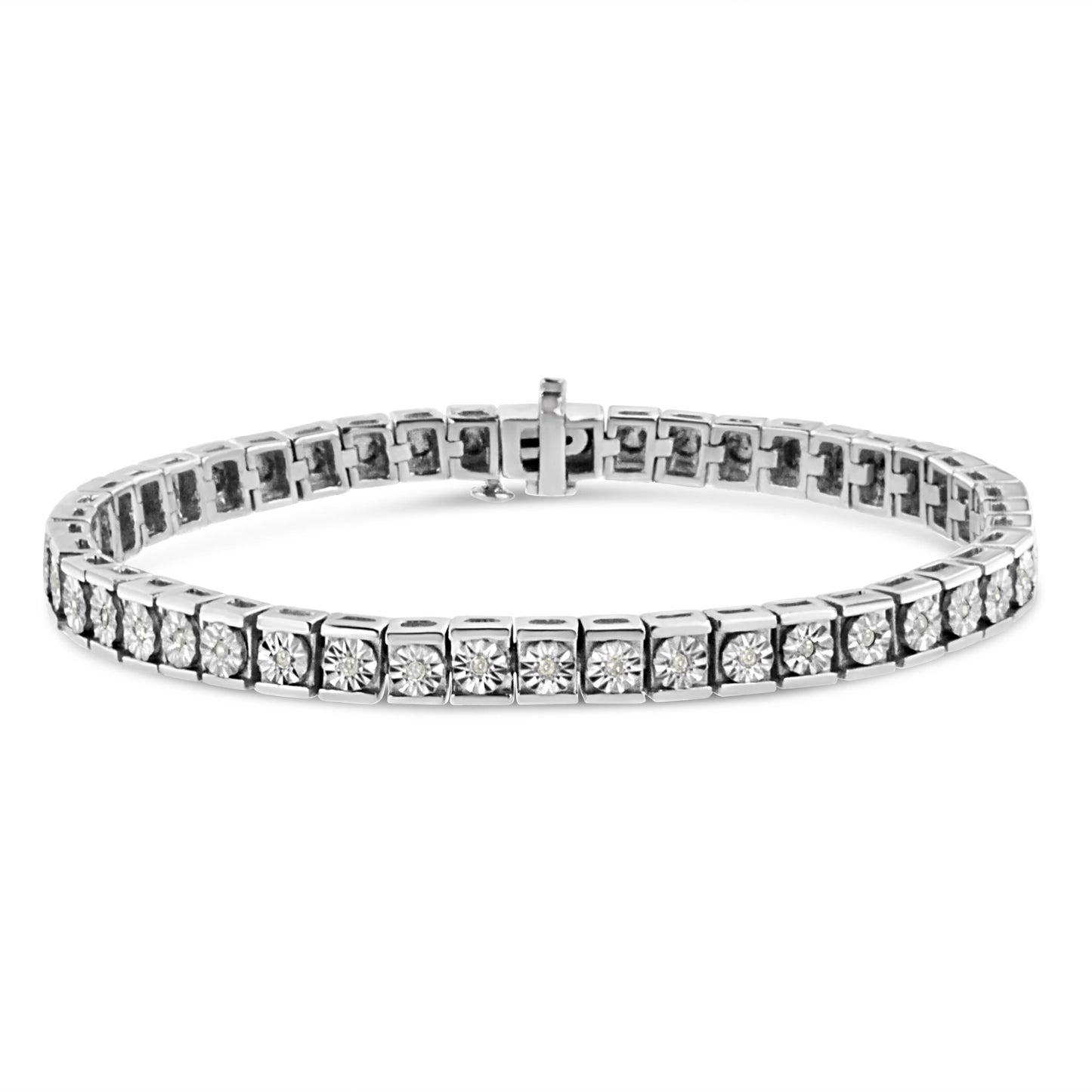 Bracelet de tennis classique en argent sterling .925 avec accents de diamant - 7,25"