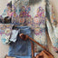 Elegant Christmas Abstract Print Cardigan for Women