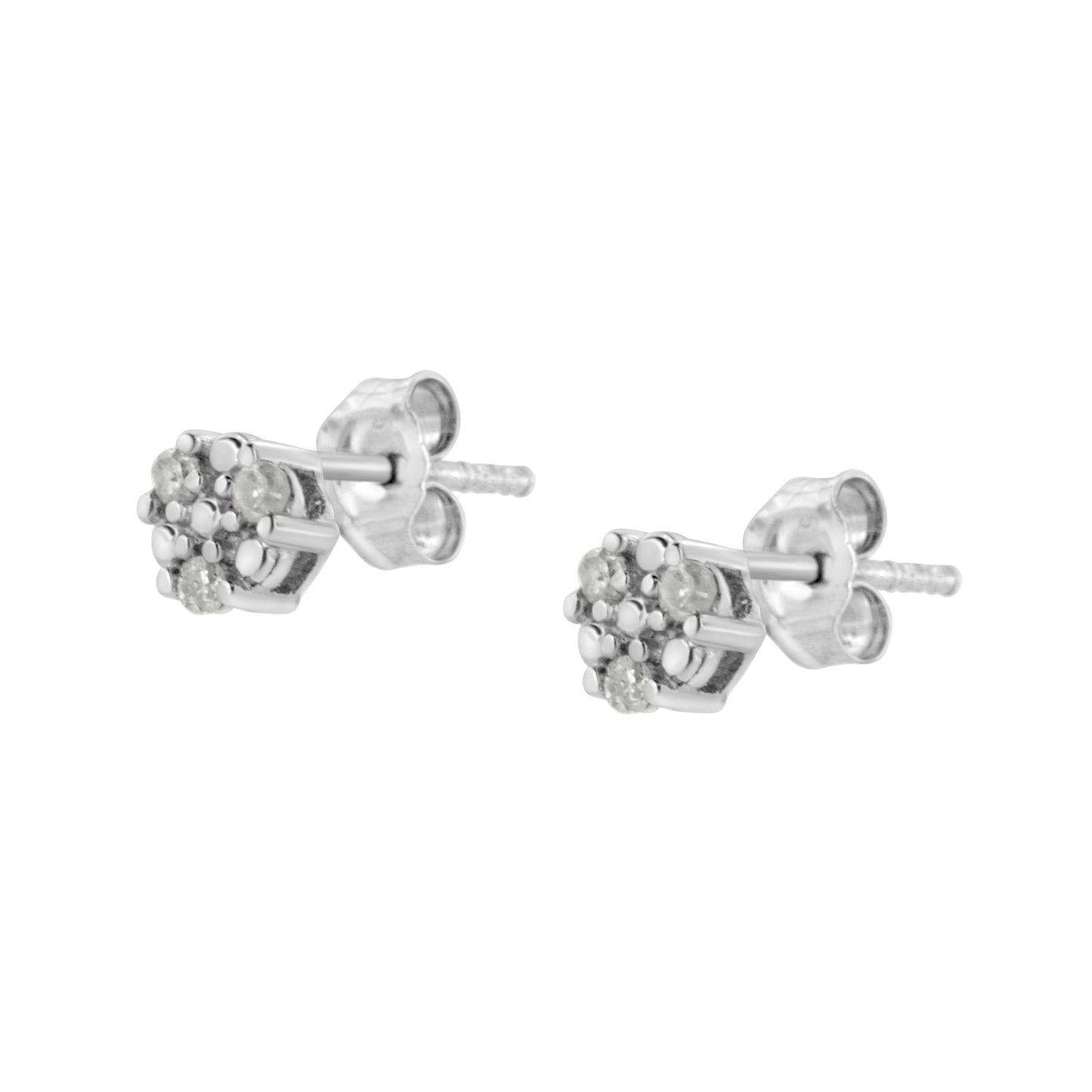 Pendientes de Stud de Diamante Trío de Plata Esterlina .925