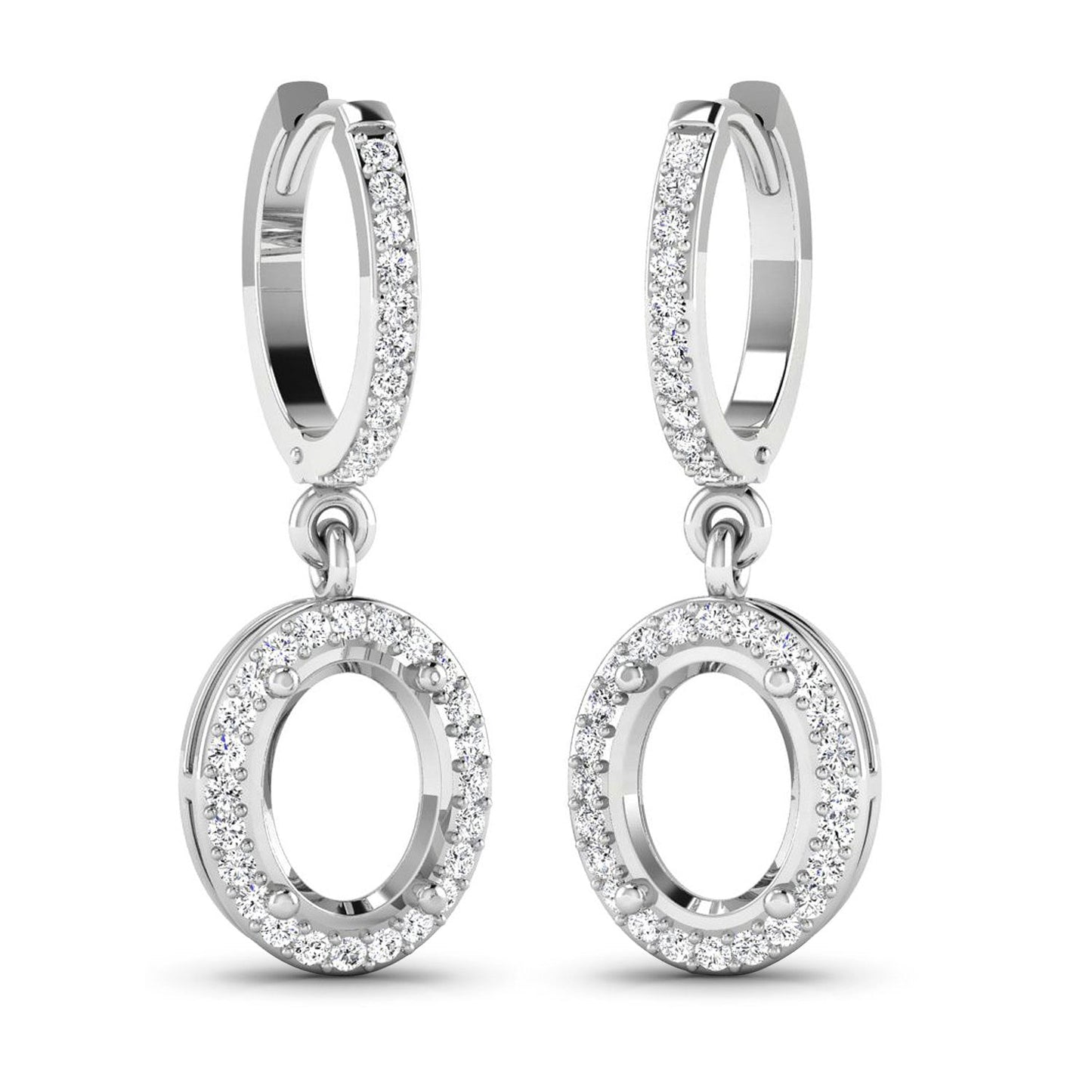 Pendientes Halo de Oro Blanco de 14K con Diamantes Genuinos de 0.32 Quilates