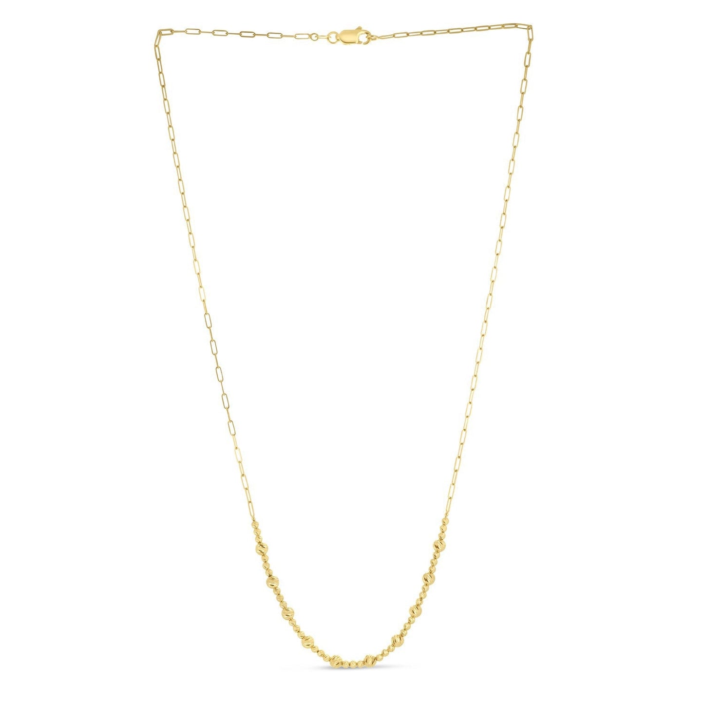Collier en papier clip en or jaune 14 carats avec perles