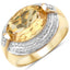 Bague en argent sterling avec citrine et diamants blancs de 4,56 carats