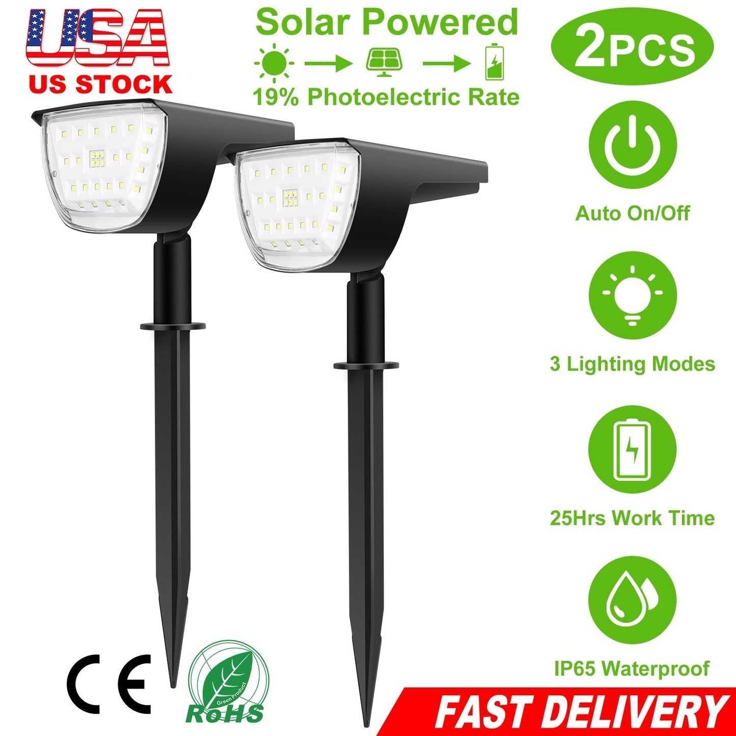 Focos Solares de Paisaje Solarek de 32 LEDs - Impermeables y Auto On/Off