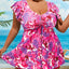 Floral Print Bandeau V Neck 2 Piece Swimsuit for Women