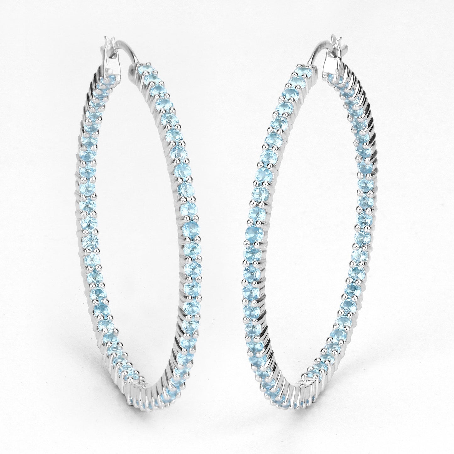 Pendientes de plata esterlina con topacio azul suizo genuino de 3.60 quilates