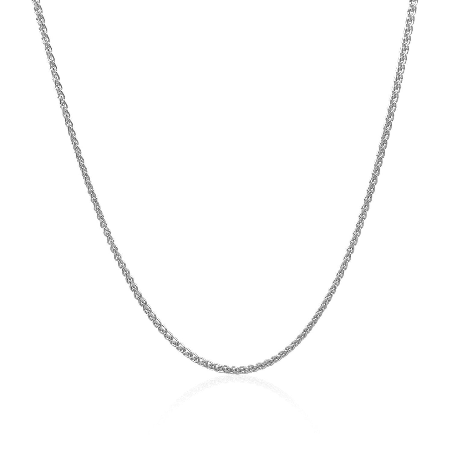 14k White Gold Round Wheat Chain - 1.2mm