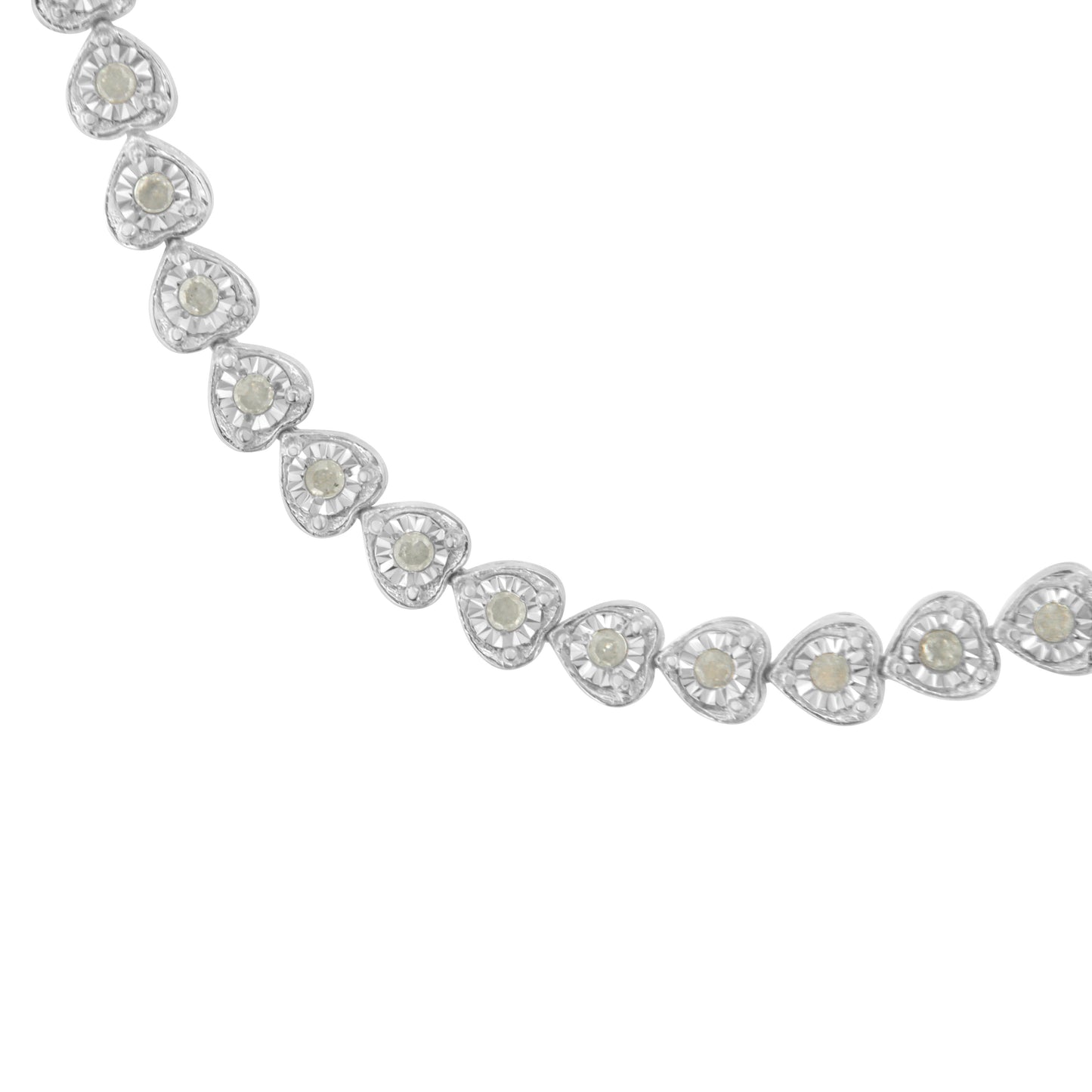 .925 Sterling Silver Heart-Link Diamond Tennis Bracelet