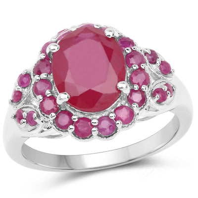 Elegant 4.43 Carat Ruby & Sterling Silver Cocktail Ring