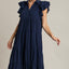 Robe à manches volantées grande taille bleu marine