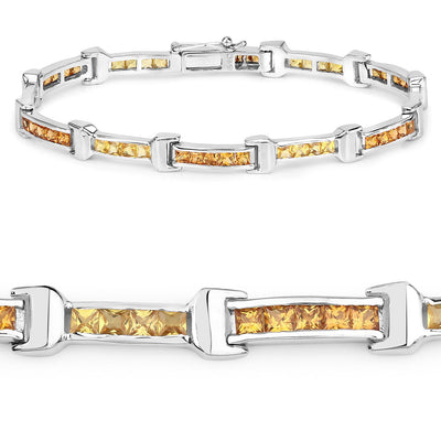 Pulsera de Zafiros Múltiples Genuinos de 6.48 Quilates en Plata de Ley .925