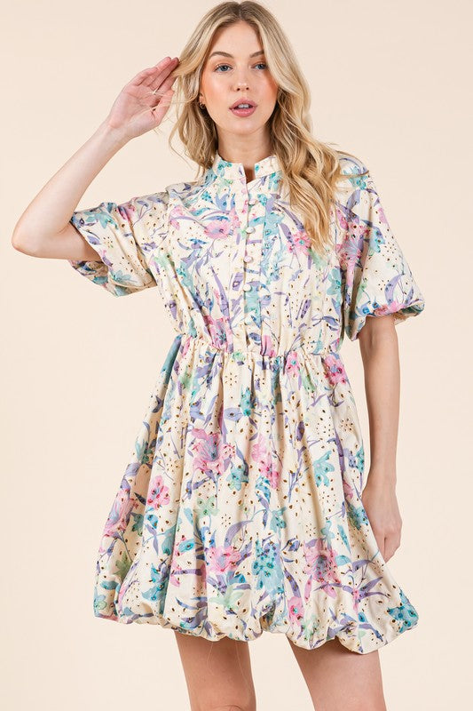 Robe Mini Chemise en Dentelle Florale ÉléGante d'ÉTé