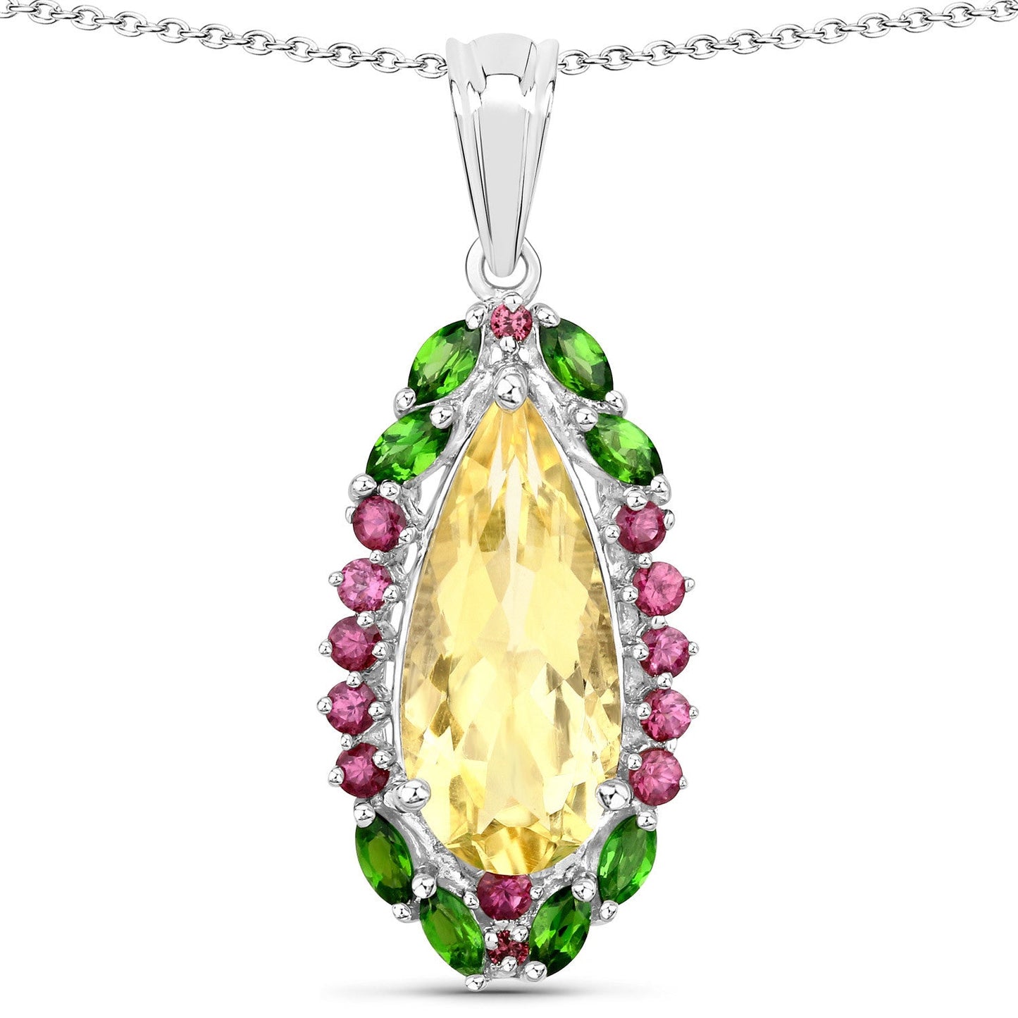 Colgante de Citrino y Granate de 6.19 Quilates en Plata Esterlina .925
