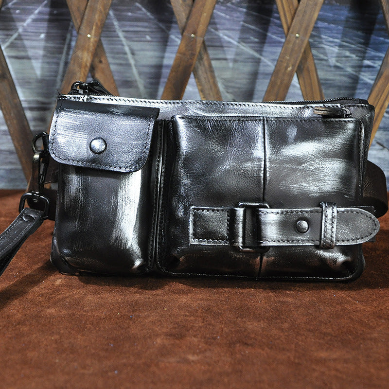 Trendy Vegetable Tanned Leather Men's Chest Bag