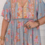 Elegante vestido maxi de talla grande con mangas de volantes en rosa púrpura