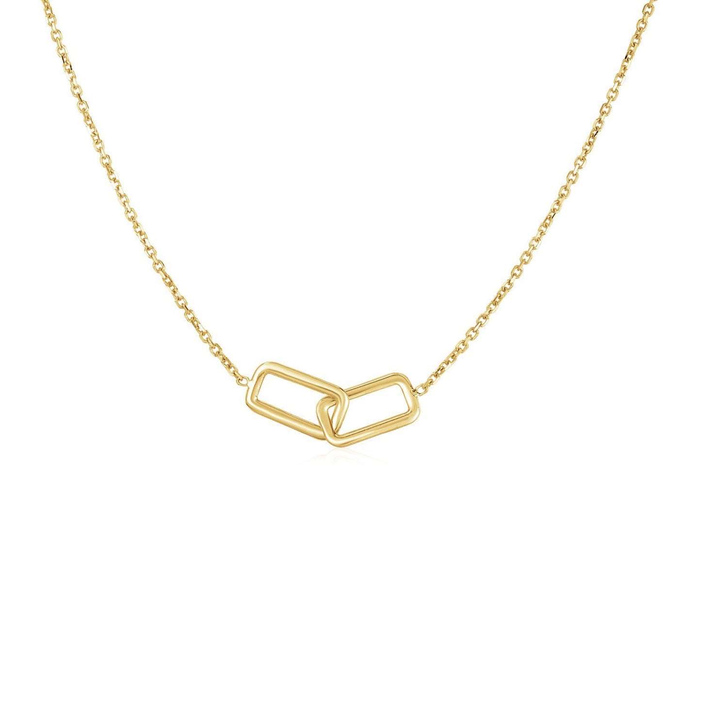 Collar de Rectángulos Interconectados de Oro Amarillo de 14k