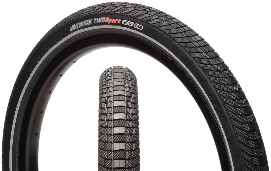 Neumático Kenda Kwick Two - 20 x 1.75 Clincher Wire Negro/Reflectante