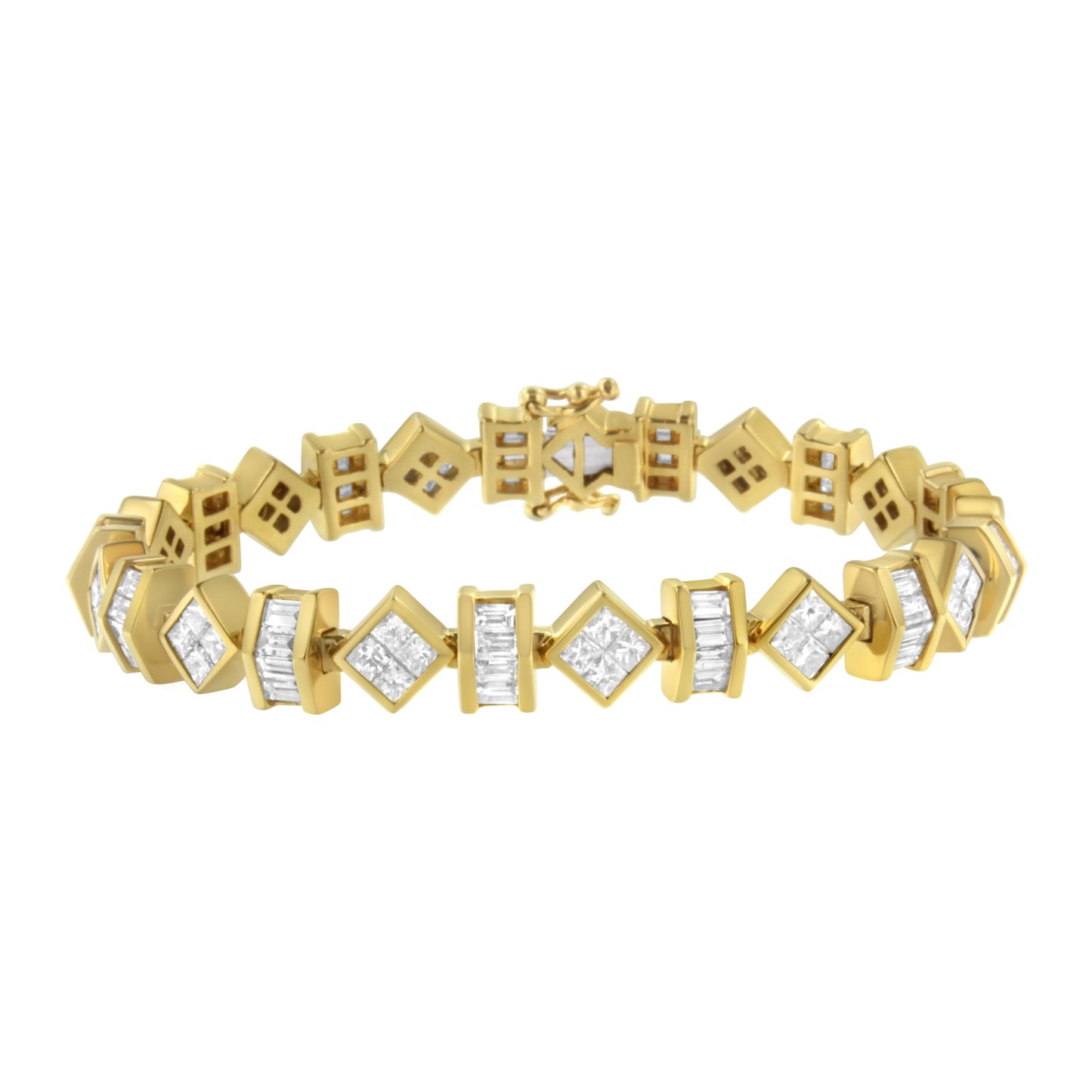 Bracelet en or jaune 14K avec diamants en lien géométrique
