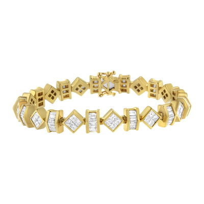 Bracelet en or jaune 14K avec diamants en lien géométrique