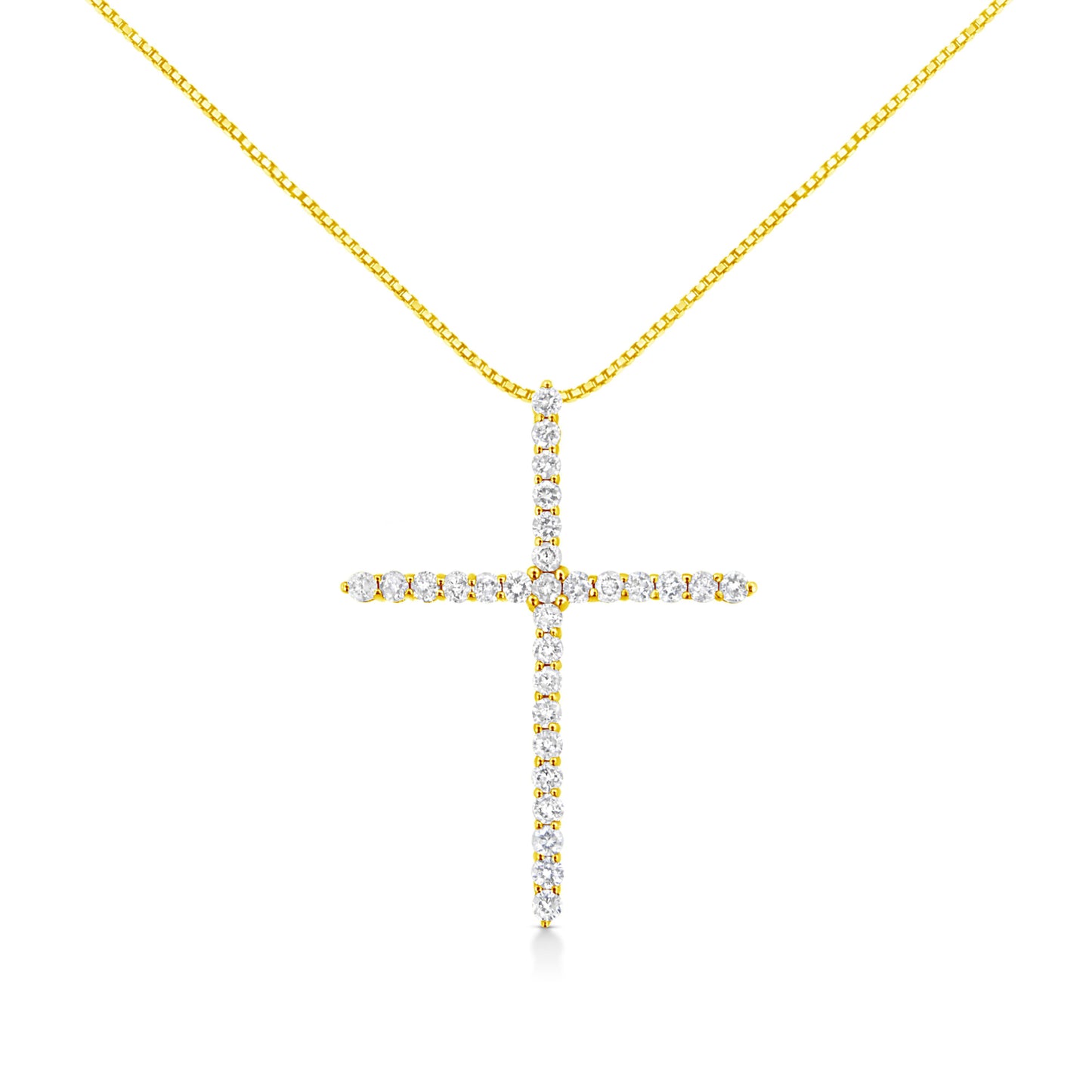 10K Yellow Gold Plated Sterling Silver Diamond Cross Pendant Necklace