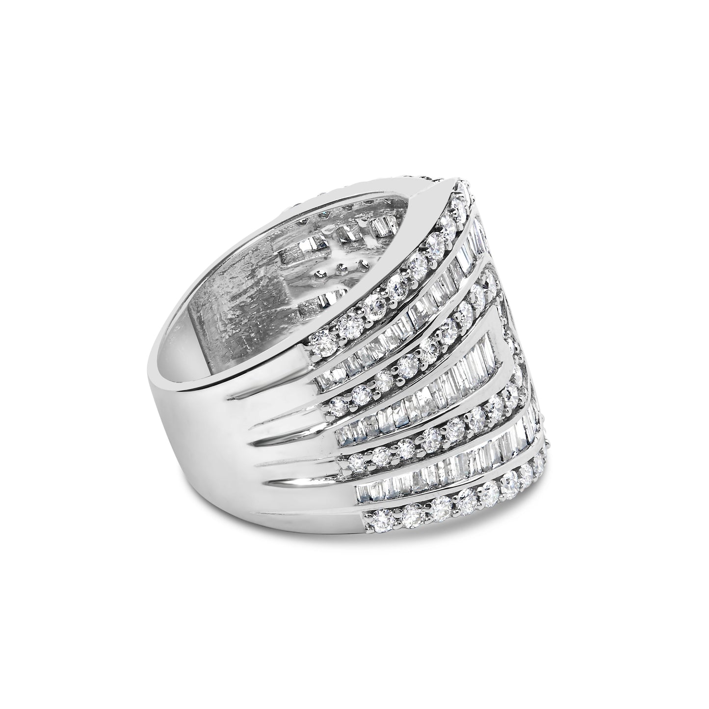 Bague Bypass en Or Blanc 10K avec Diamants de 2 1/2 Cttw - Taille 7
