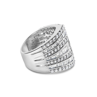 10K White Gold 2 1/2 Cttw Diamond Multi-Row Bypass Ring - Size 7