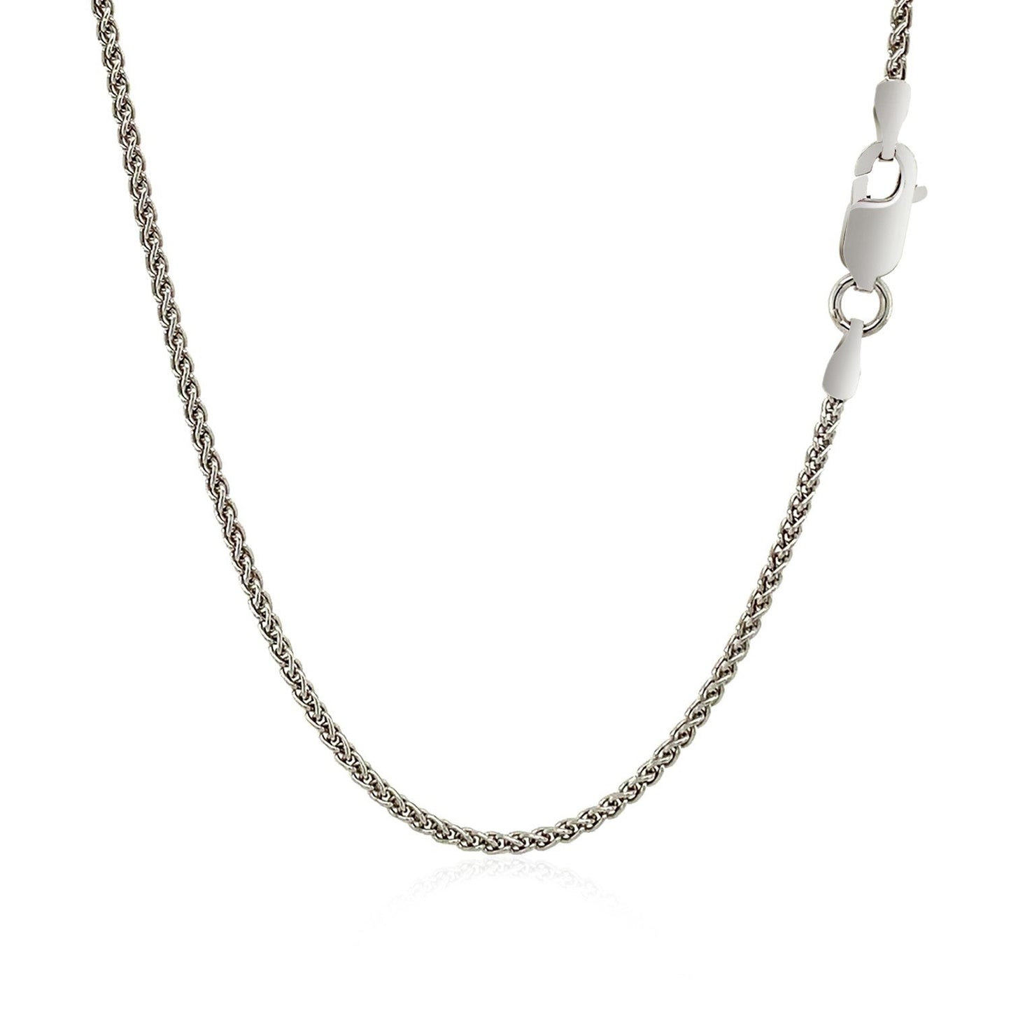 Sterling Silver Rhodium Plated Wheat Chain - 1.3mm