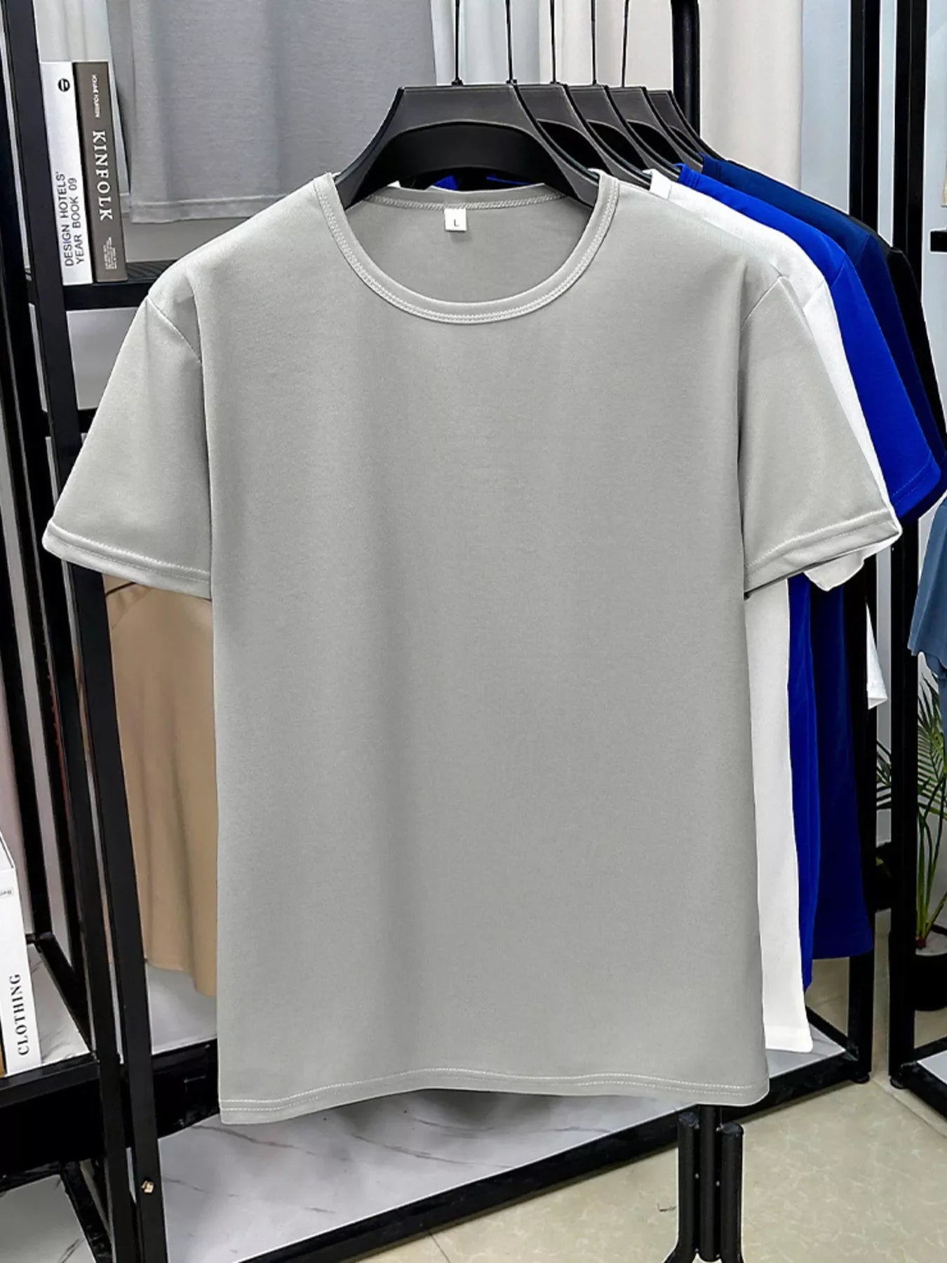 Camiseta de Manga Corta de Cuello Redondo para Hombre en Tallas Grandes