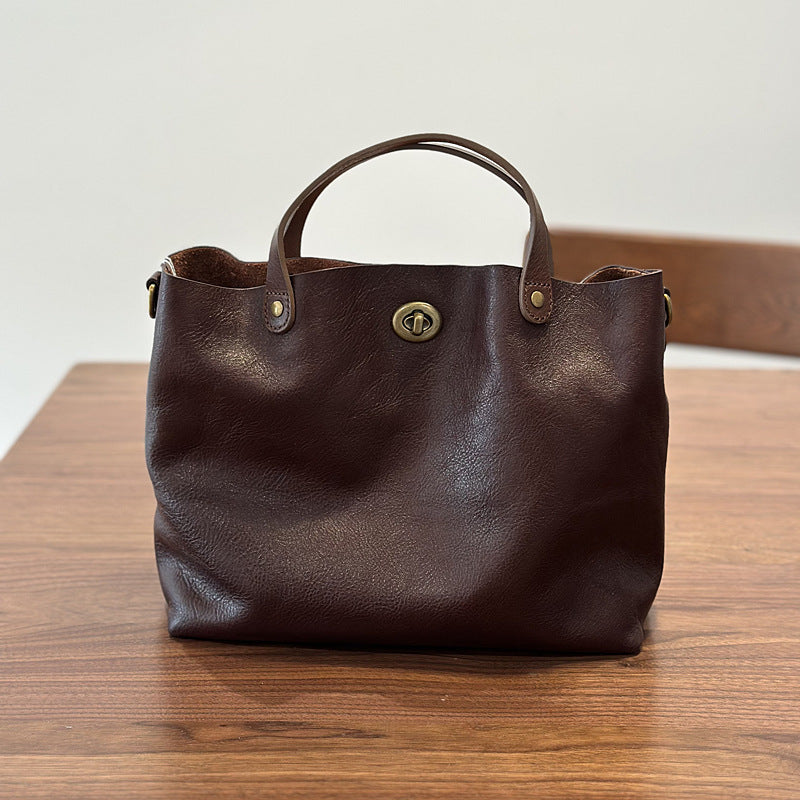 Sac à main shopper en cuir véritable pour femmes
