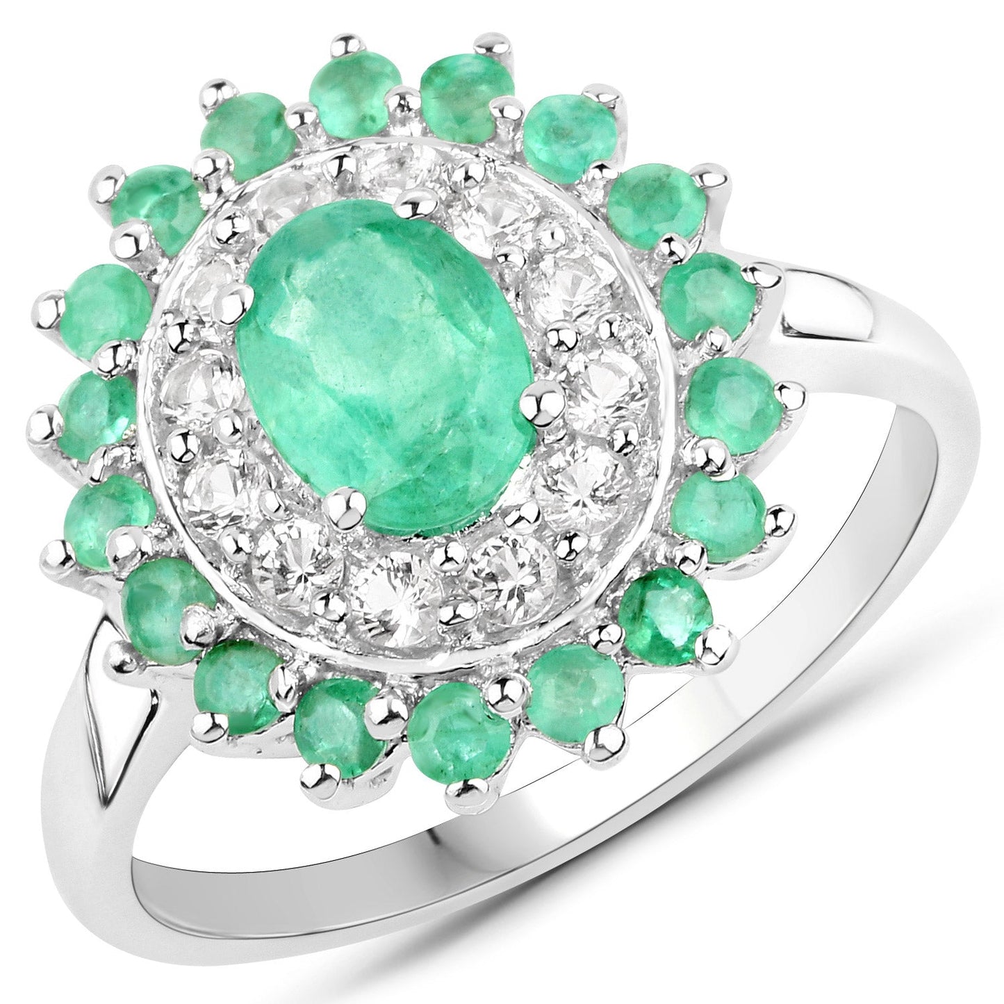 Ensemble de bijoux en émeraude zambienne de 6,53 carats et topaze blanche