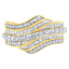 10K Yellow Gold Diamond Multi-Row Wave Bypass Ring - Size 7