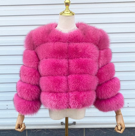Elegant Faux Fur Patchwork Overcoat