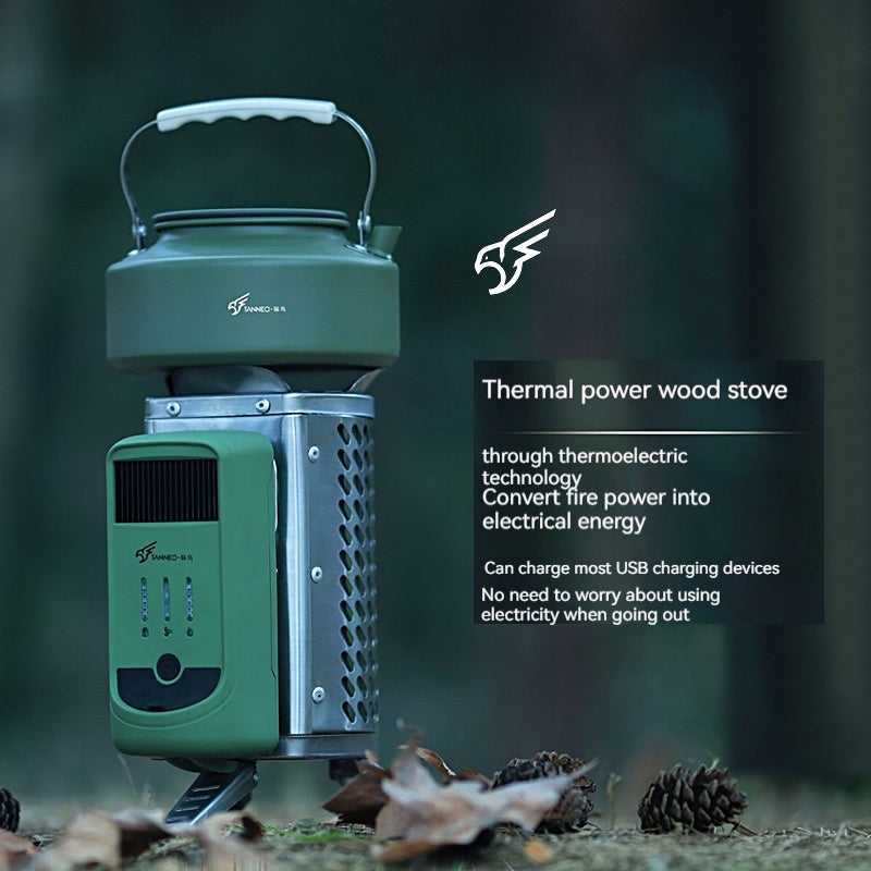 Estufa de Camping Plegable con Generación de Energía Térmica y Detección de Aves