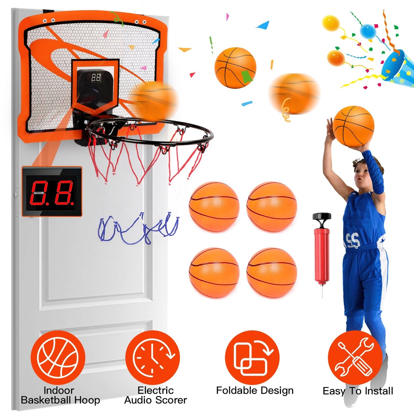 Ensemble de mini panier de basketball intérieur Gbruno avec marqueur audio