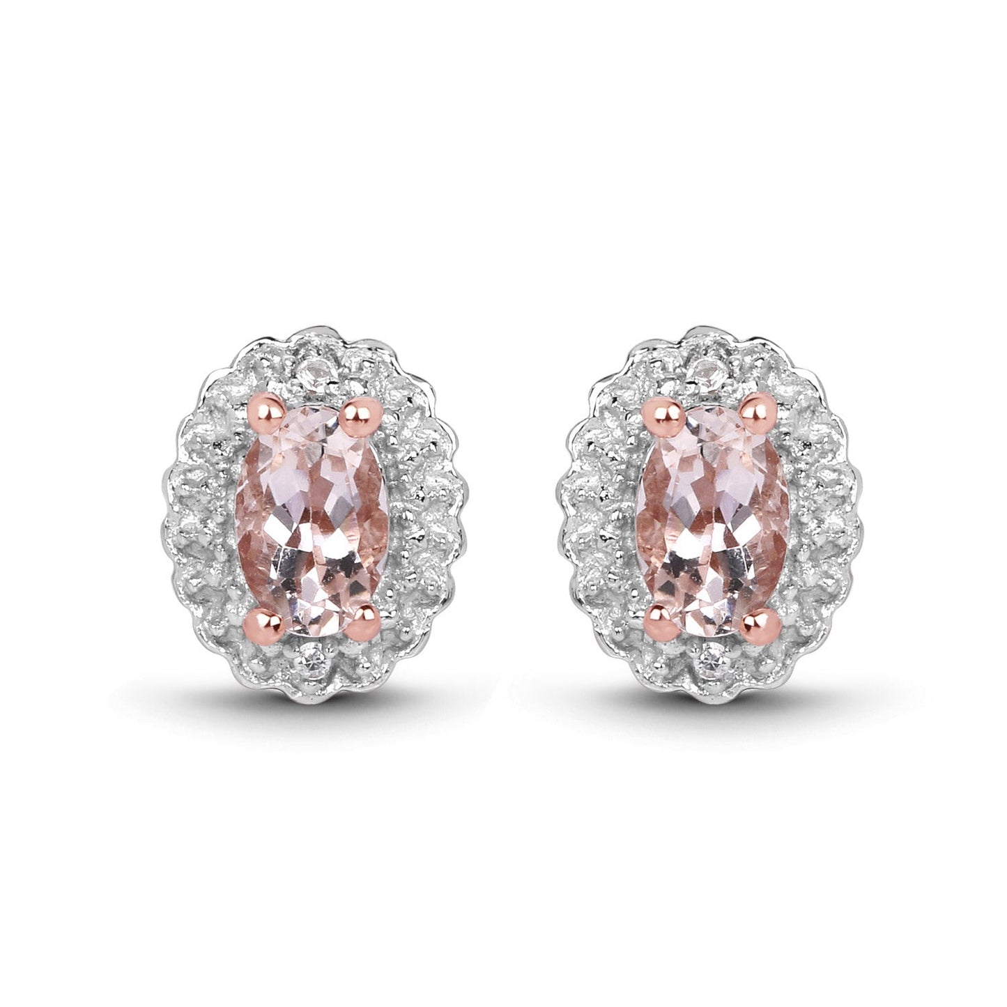 Conjunto de Joyería de Morganita de 2.28 Quilates y Topacio Blanco