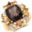 14K Yellow Gold Plated Smoky Quartz & Citrine Cocktail Ring