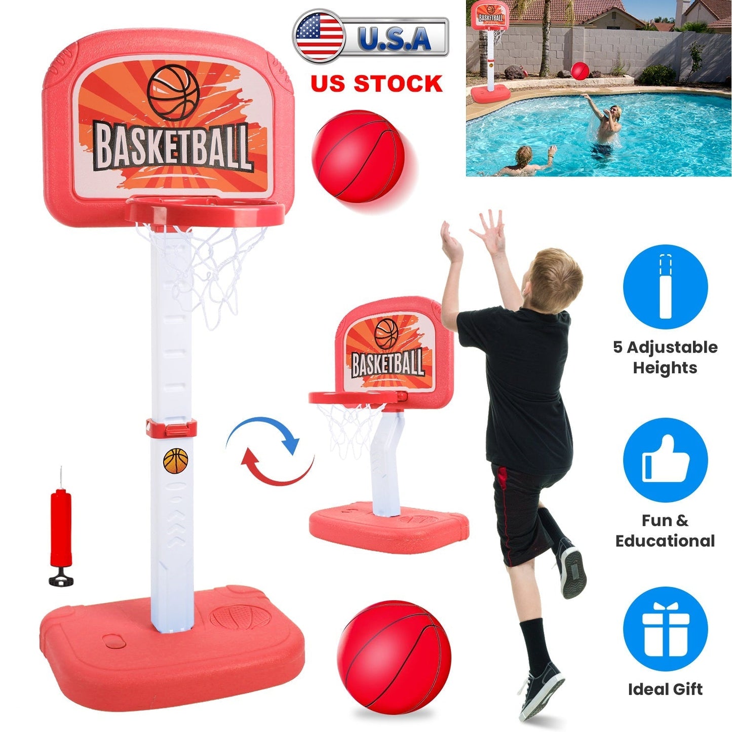 Jeu de basketball 2 en 1 pour piscine pour enfants