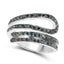 Bague Bypass en Argent Sterling avec Diamant Bleu de 0,83 Carat