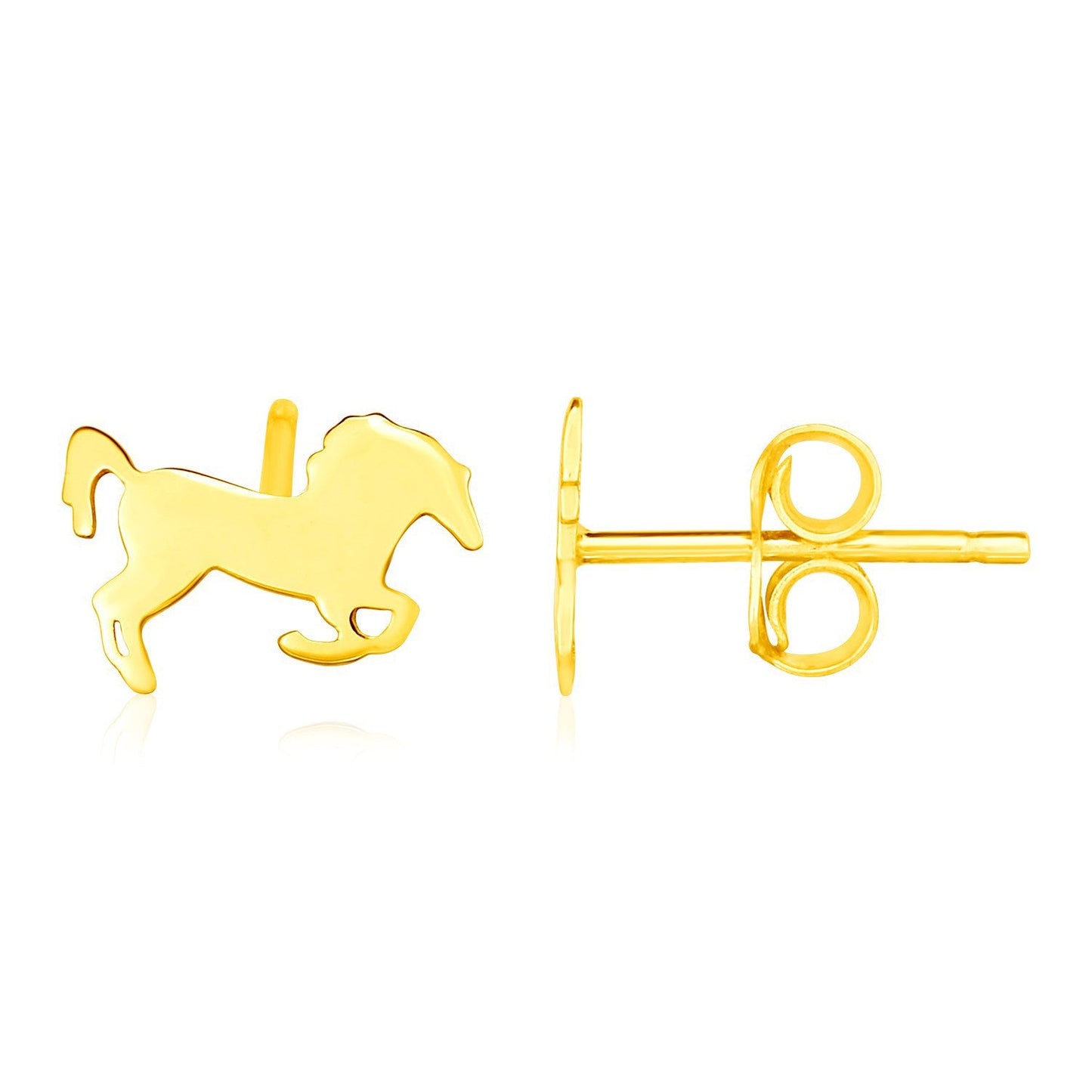 14K Yellow Gold Leaping Horse Earrings