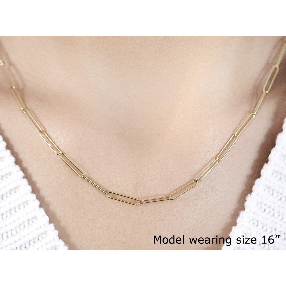 14k Yellow Gold Wire Paperclip Chain - Elegant Design