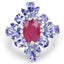 Elegant 3.48 Carat Ruby and Tanzanite Sterling Silver Ring