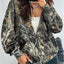 Chaqueta de Manga Larga Suelta de Camuflaje para Mujeres en Otoño